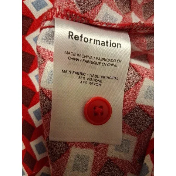 Reformation Hugh Geometric Long Sleeve Mini Shirtdress Size 6 - Picture 7 of 7